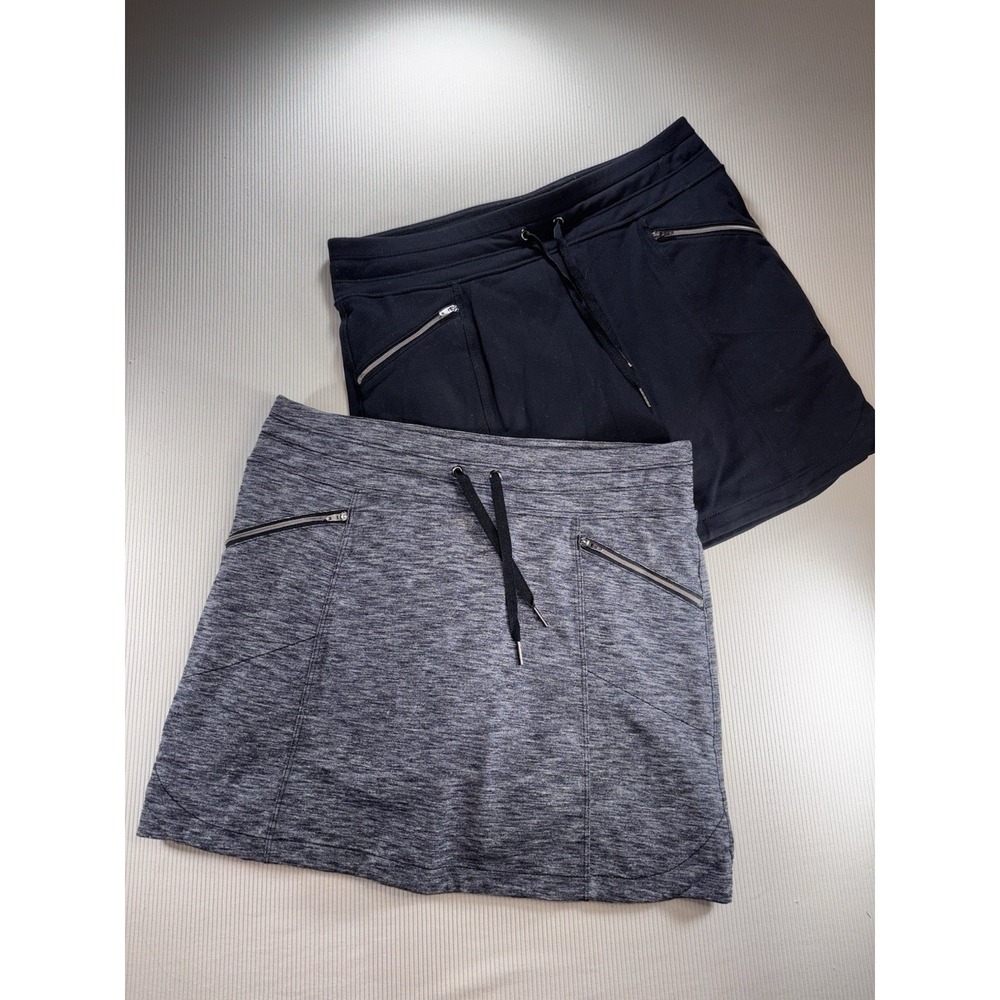 Lot 2 WOMENS Athleta Metro Skort Heather Gray & Black AthLeisure Tennis Golf EUC